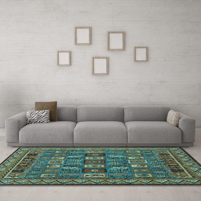 Machine Washable Abstract Light Blue Modern Rug in a Living Room, wshabs1295lblu