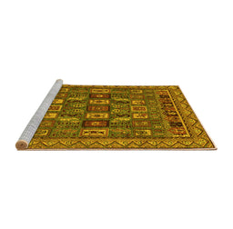 Sideview of Machine Washable Abstract Yellow Modern Rug, wshabs1295yw