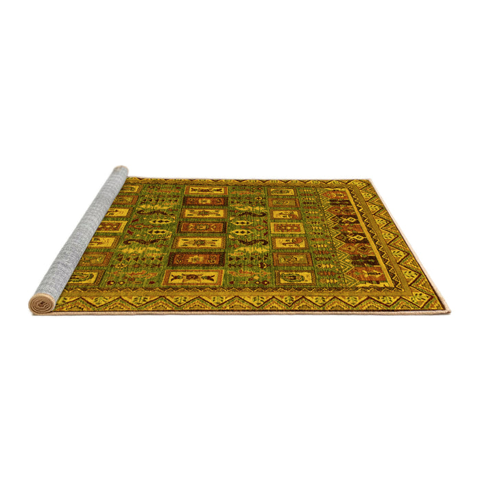 Sideview of Machine Washable Abstract Yellow Modern Rug, wshabs1295yw