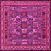 Square Machine Washable Abstract Pink Modern Rug, wshabs1295pnk