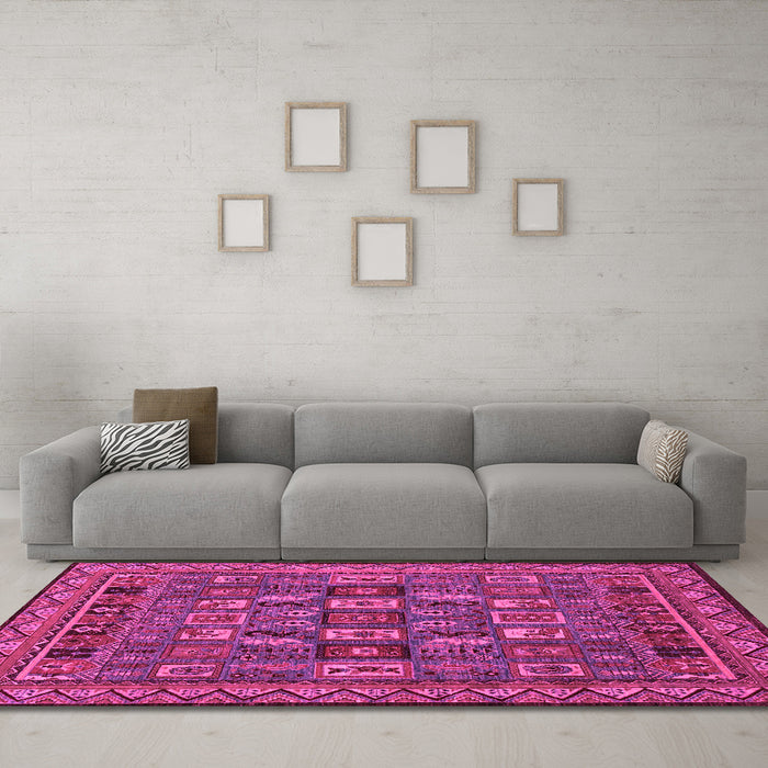 Machine Washable Abstract Pink Modern Rug in a Living Room, wshabs1295pnk