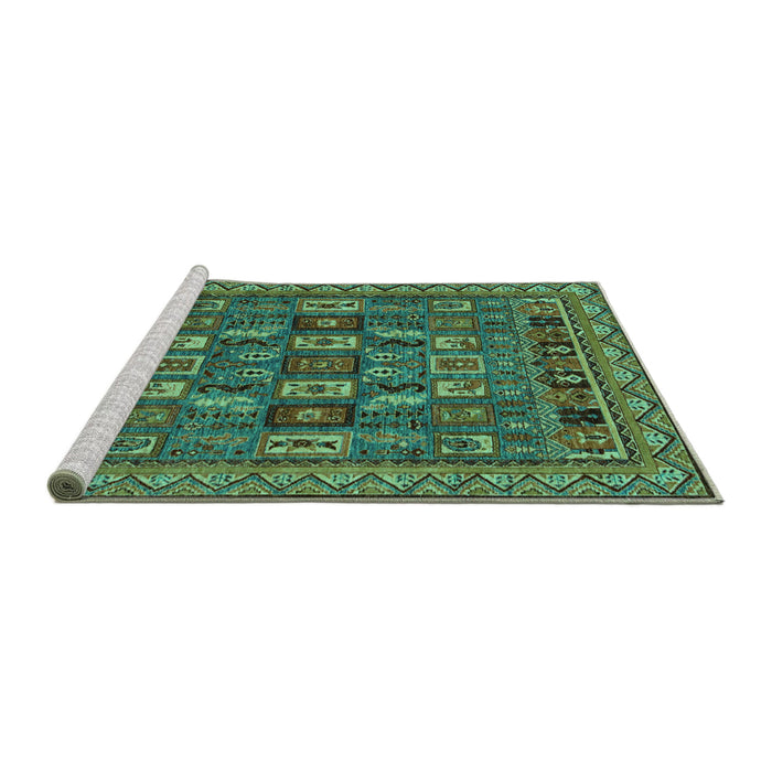 Sideview of Machine Washable Abstract Turquoise Modern Area Rugs, wshabs1295turq