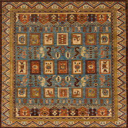 Square Machine Washable Abstract Dark Sienna Brown Rug, wshabs1295