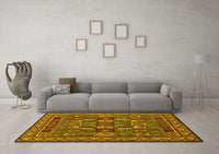 Machine Washable Abstract Yellow Modern Rug, wshabs1295yw