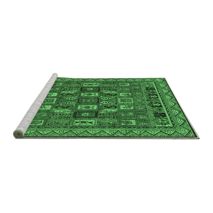 Sideview of Machine Washable Abstract Emerald Green Modern Area Rugs, wshabs1295emgrn