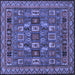 Square Abstract Blue Modern Rug, abs1295blu