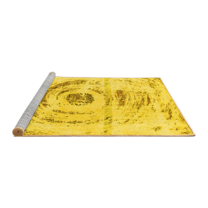 Sideview of Machine Washable Abstract Yellow Modern Rug, wshabs1296yw