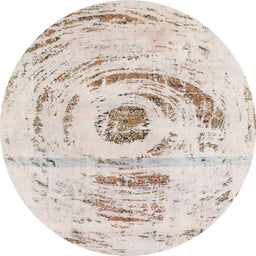 Round Machine Washable Abstract Tan Brown Rug, wshabs1296