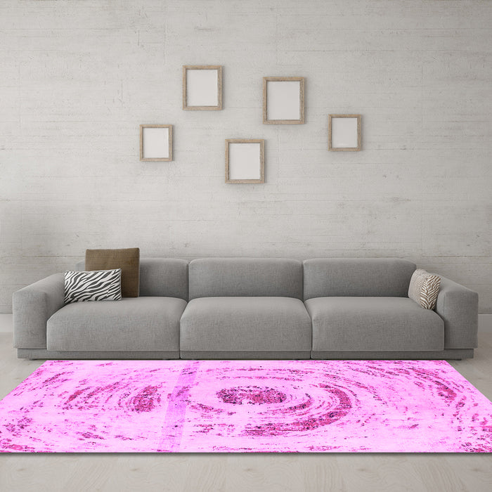 Machine Washable Abstract Pink Modern Rug in a Living Room, wshabs1296pnk