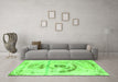 Machine Washable Abstract Green Modern Area Rugs in a Living Room,, wshabs1296grn