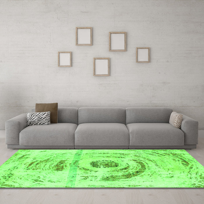 Machine Washable Abstract Green Modern Area Rugs in a Living Room,, wshabs1296grn