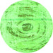 Round Machine Washable Abstract Green Modern Area Rugs, wshabs1296grn