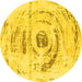 Round Abstract Yellow Modern Rug, abs1296yw