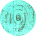 Round Abstract Turquoise Modern Rug, abs1296turq