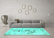 Machine Washable Abstract Turquoise Modern Area Rugs in a Living Room,, wshabs1296turq