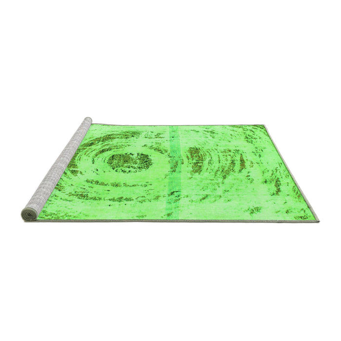 Sideview of Machine Washable Abstract Green Modern Area Rugs, wshabs1296grn