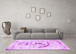 Machine Washable Abstract Purple Modern Area Rugs in a Living Room, wshabs1296pur