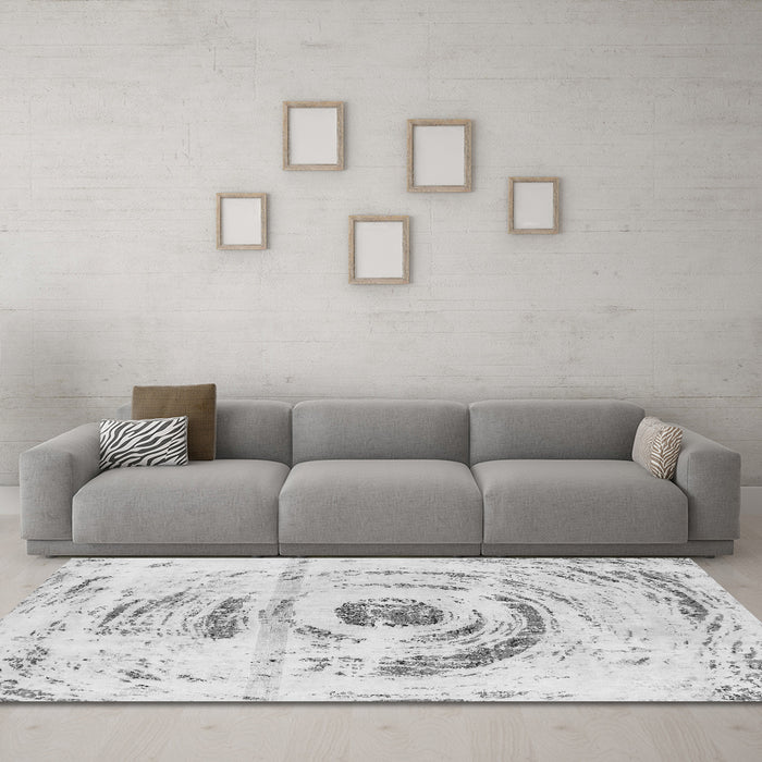 Machine Washable Abstract Gray Modern Rug in a Living Room,, wshabs1296gry