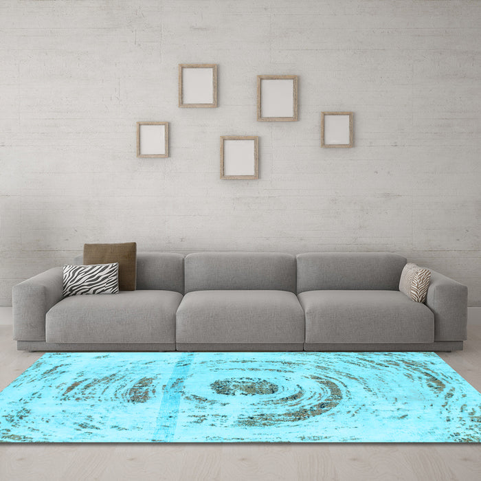 Machine Washable Abstract Light Blue Modern Rug in a Living Room, wshabs1296lblu
