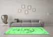 Machine Washable Abstract Emerald Green Modern Area Rugs in a Living Room,, wshabs1296emgrn