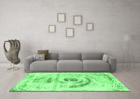 Machine Washable Abstract Emerald Green Modern Rug, wshabs1296emgrn