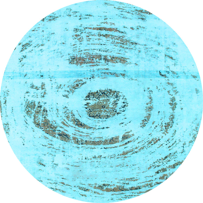 Round Machine Washable Abstract Light Blue Modern Rug, wshabs1296lblu