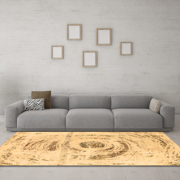 Machine Washable Abstract Brown Modern Rug in a Living Room,, wshabs1296brn