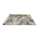 Sideview of Machine Washable Abstract Dark Almond Brown Rug, wshabs1297