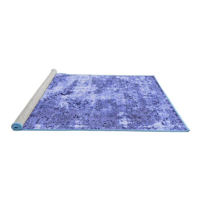 Sideview of Machine Washable Abstract Blue Modern Rug, wshabs1297blu