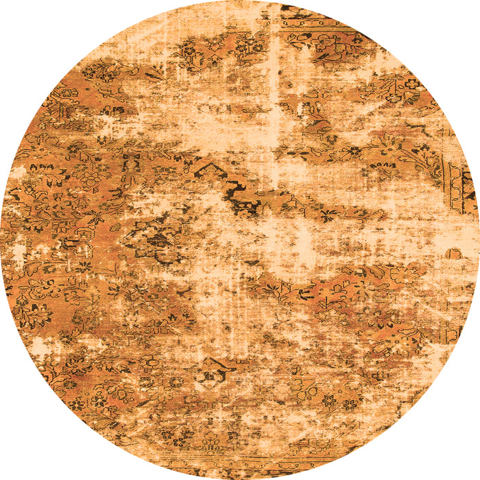 Round Abstract Orange Modern Rug, abs1297org