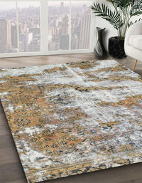 Abstract Dark Almond Brown Modern Rug, abs1297