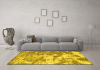 Machine Washable Abstract Yellow Modern Rug, wshabs1297yw