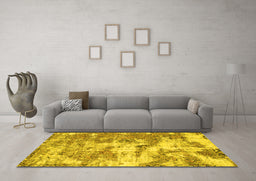 Machine Washable Abstract Yellow Modern Rug in a Living Room, wshabs1297yw