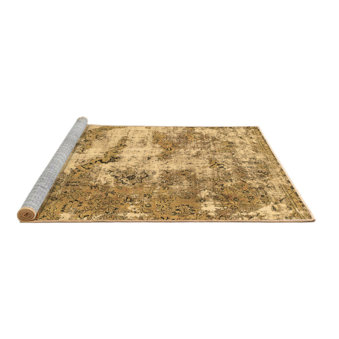 Sideview of Machine Washable Abstract Brown Modern Rug, wshabs1297brn