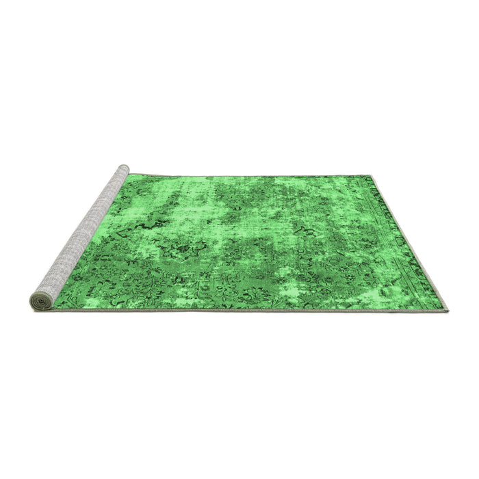 Sideview of Machine Washable Abstract Emerald Green Modern Area Rugs, wshabs1297emgrn