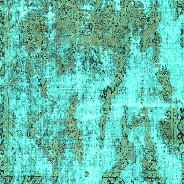 Square Machine Washable Abstract Turquoise Modern Area Rugs, wshabs1297turq