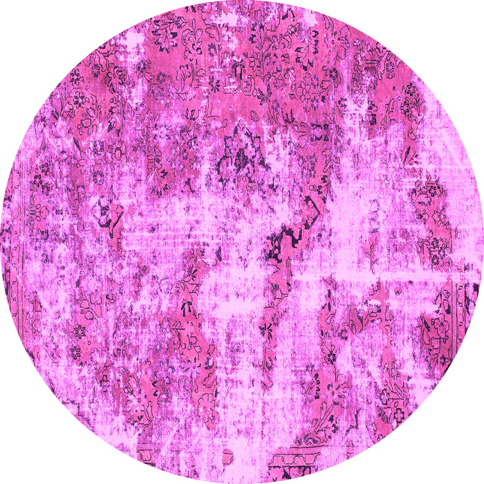 Round Machine Washable Abstract Pink Modern Rug, wshabs1297pnk