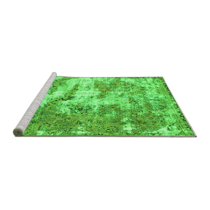 Sideview of Machine Washable Abstract Green Modern Area Rugs, wshabs1297grn