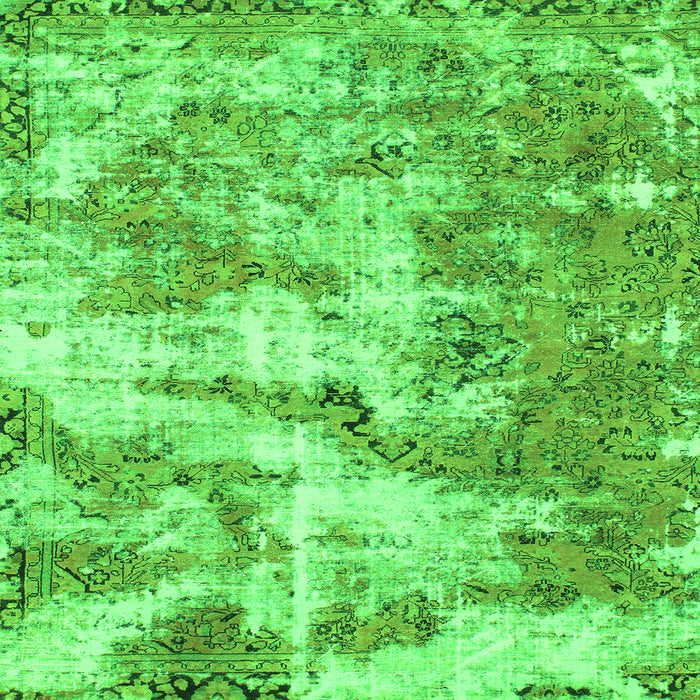 Square Machine Washable Abstract Green Modern Area Rugs, wshabs1297grn