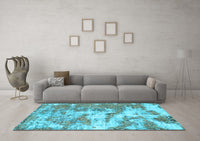 Machine Washable Abstract Light Blue Modern Rug, wshabs1297lblu