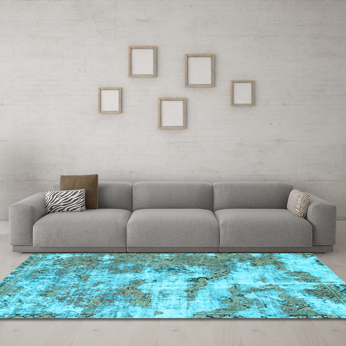 Machine Washable Abstract Light Blue Modern Rug in a Living Room, wshabs1297lblu