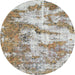 Round Machine Washable Abstract Dark Almond Brown Rug, wshabs1297