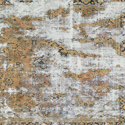 Square Abstract Dark Almond Brown Modern Rug, abs1297