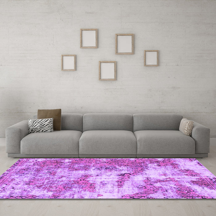 Machine Washable Abstract Purple Modern Area Rugs in a Living Room, wshabs1297pur