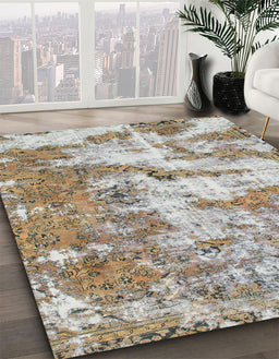 Machine Washable Abstract Dark Almond Brown Rug in a Family Room, wshabs1297