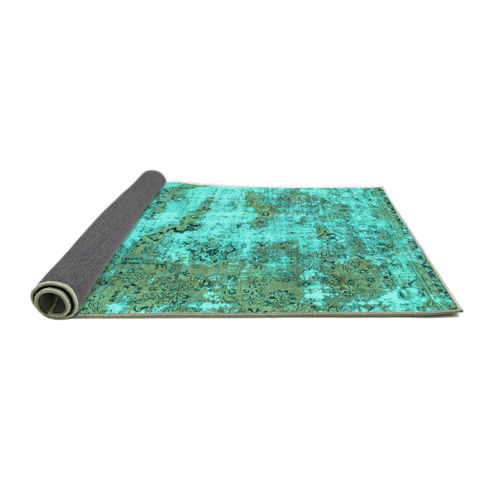Sideview of Abstract Turquoise Modern Rug, abs1297turq