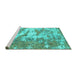 Sideview of Machine Washable Abstract Turquoise Modern Area Rugs, wshabs1297turq