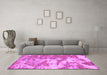 Machine Washable Abstract Pink Modern Rug in a Living Room, wshabs1297pnk