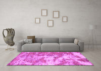 Machine Washable Abstract Pink Modern Rug, wshabs1297pnk