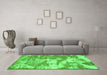 Machine Washable Abstract Green Modern Area Rugs in a Living Room,, wshabs1297grn